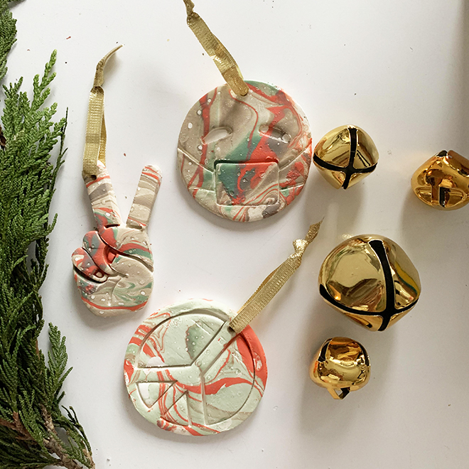 DIY marbled emoji ornaments for the win!