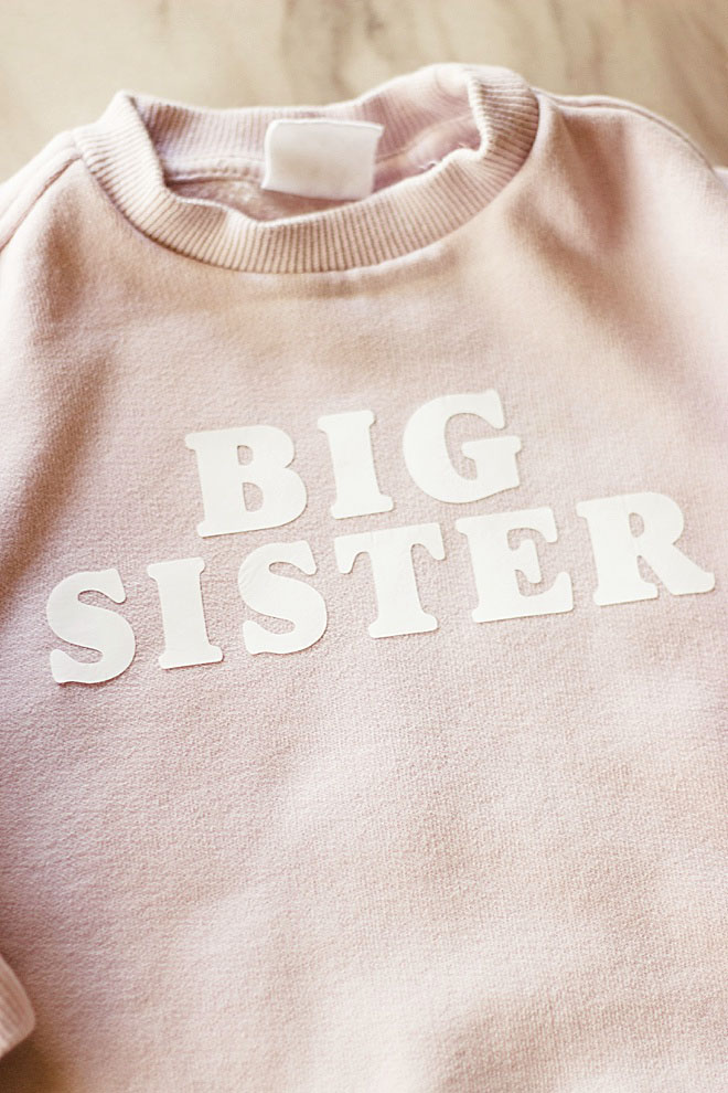 Is your family growing? Make this adorable pregnancy announcement sweatshirt for your soon-to-be big sibling!