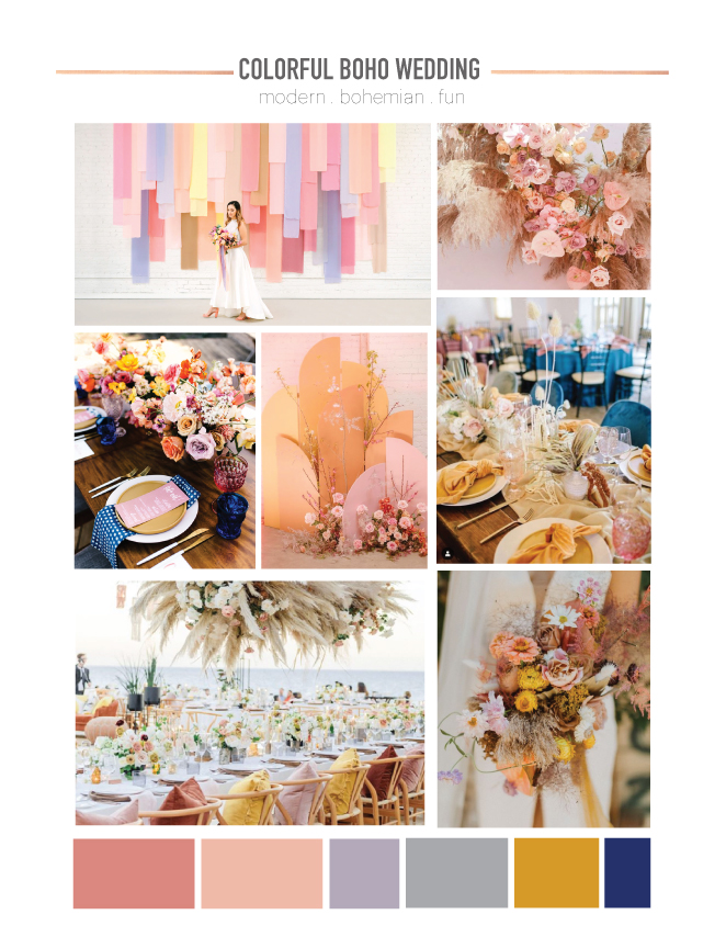 Colorful Boho Wedding Mood Board - Something Turquoise