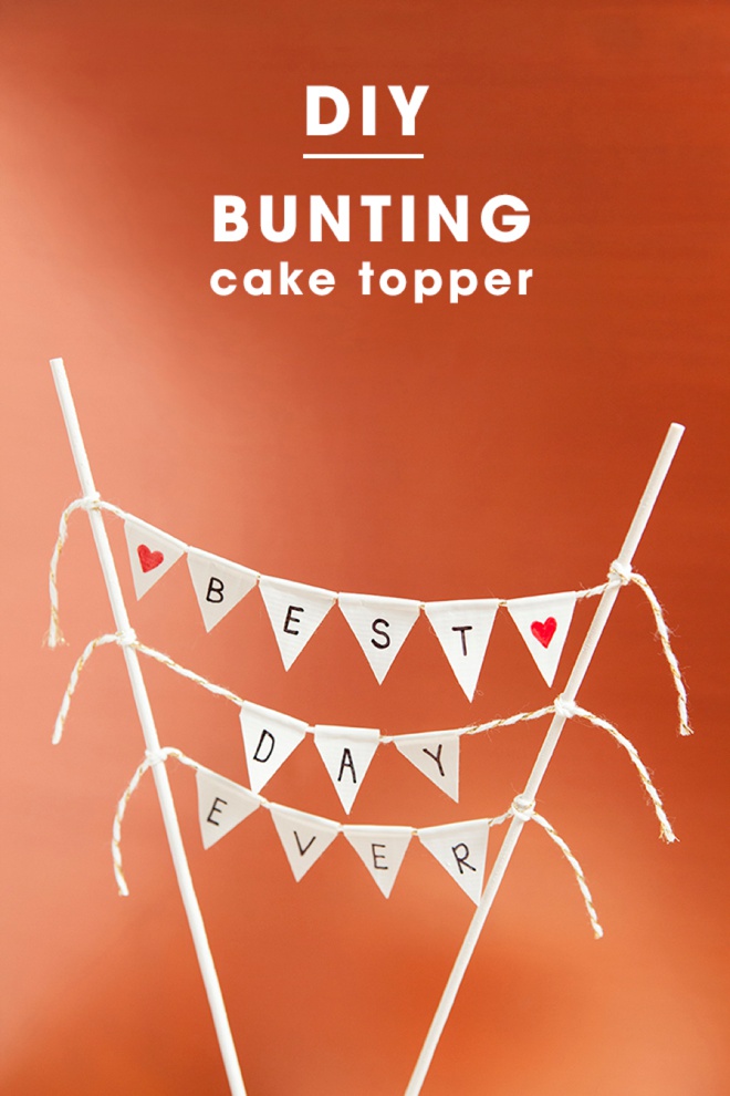 Looking for a cute DIY cake topper idea? We LOVE our DIY bunting banner cake topper! It makes the perfect touch to your wedding cake!