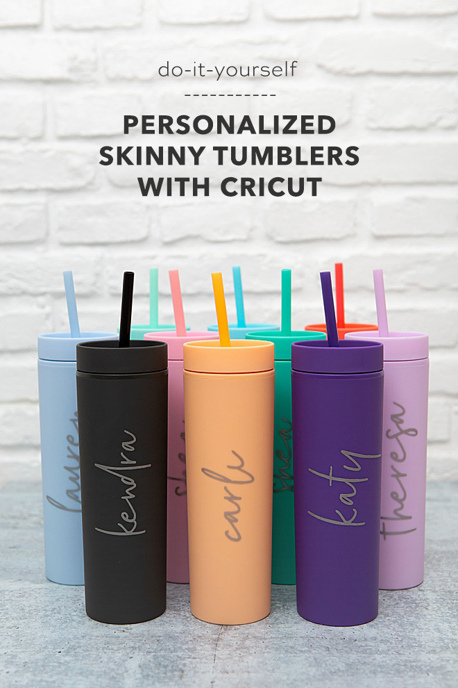 How to Personalize Skinny Tumblers with Cricut  How to Apply Permanent  Vinyl to Tumblers. 