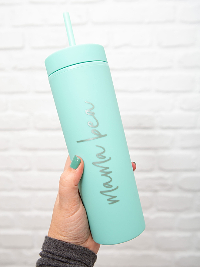 Personalize skinny pastel tumblers for everyone on your holiday list!