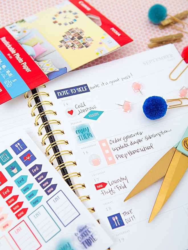 Print our exclusive Planner Stickers for FREE, five pages!