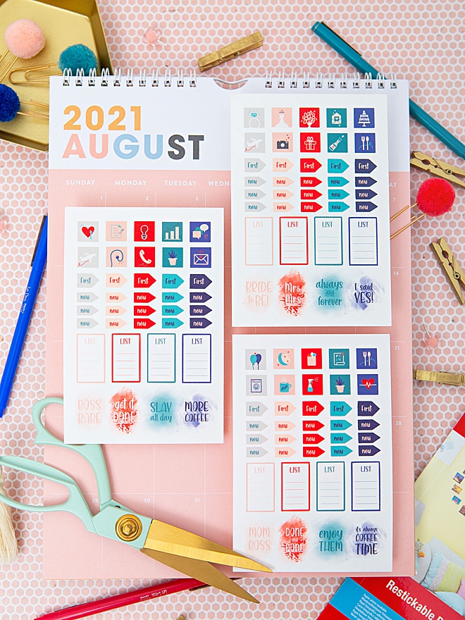 FREE printable planner stickers for brides, boss babes, and moms!