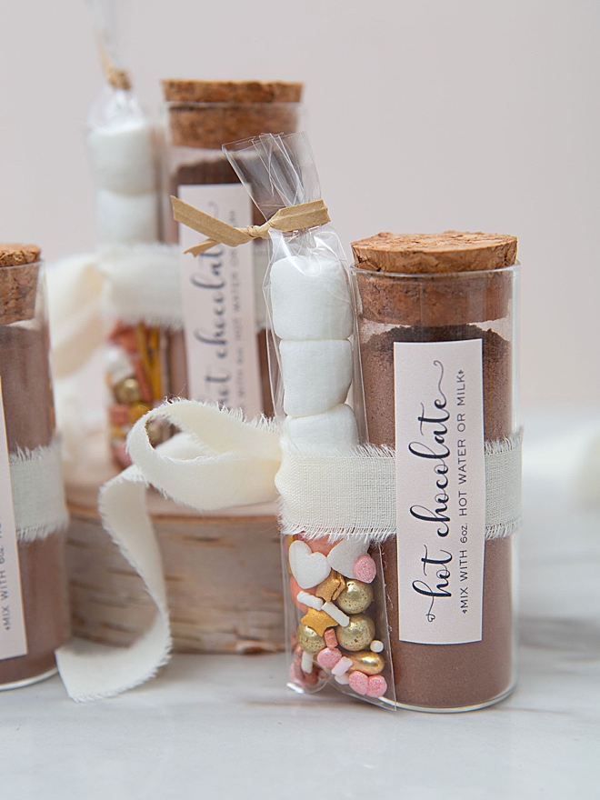 These are the most adorable hot chocolate favors ever!