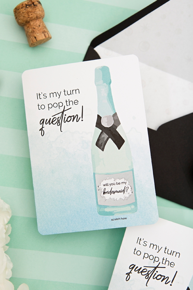 Looking for a cute and unique way to ask your bestie to be your bridesmaid? Our DIY bubble scratch cards are the cutest way! Just add champagne and you're good to go!