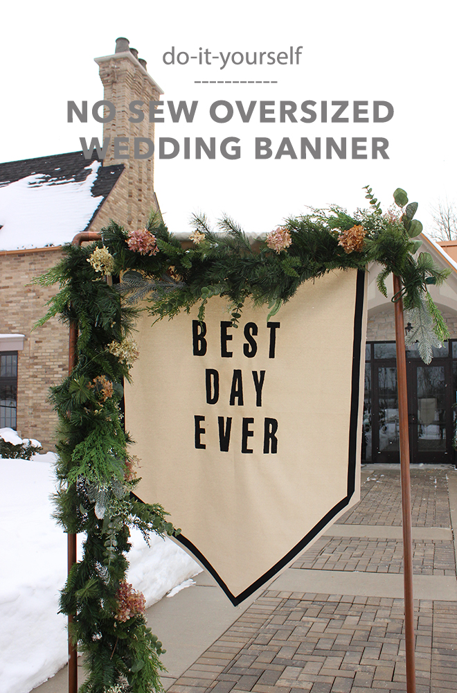 You've gotta see this DIY no-sew over-sized wedding banner!!