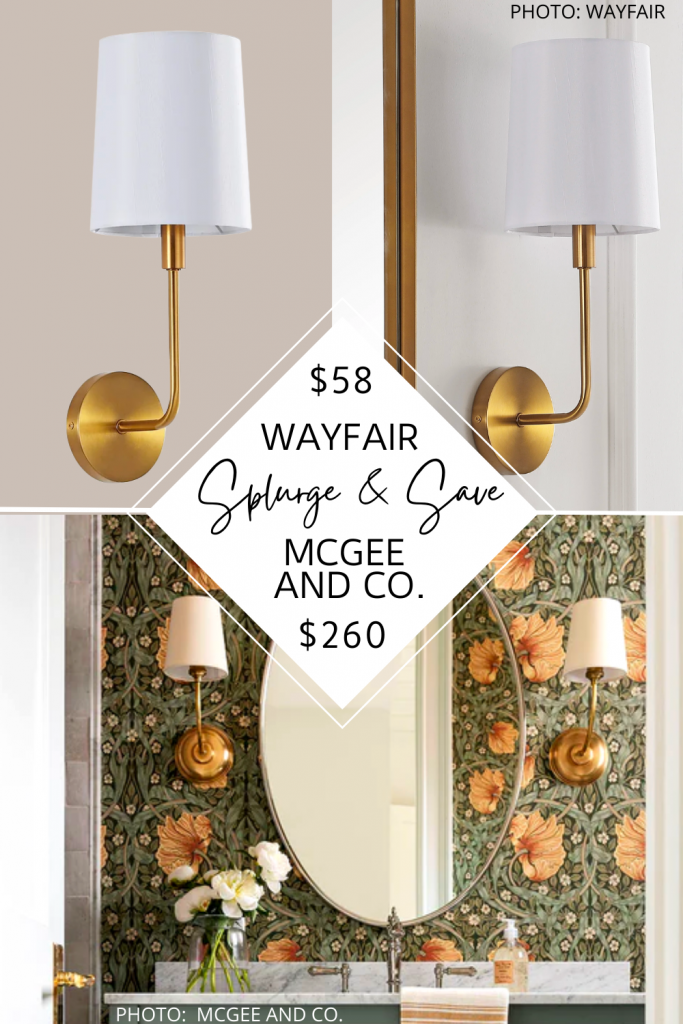 McGee and Co. Vendome Sconce Dupe a stylish and contemporary lighting fixture with a single light source, featuring a sleek gold or silver arm and a cylindrical white shade. This wall sconce adds would look great in an entryway or hallway.