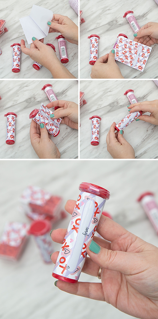 Free printable Valentine candy labels for mini M&M tubes!!