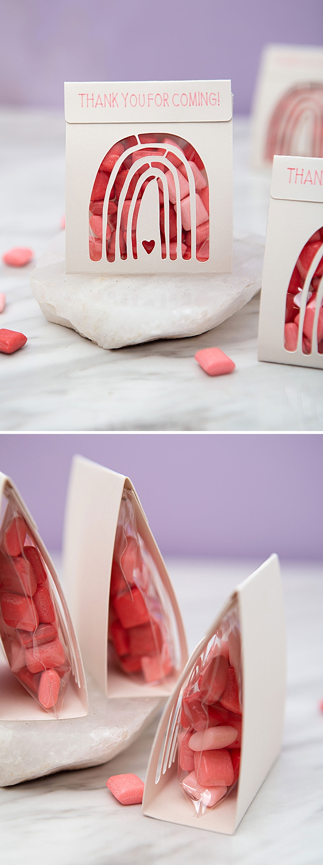 Fill these darling DIY treat pouches with your favorite rainbow candies!