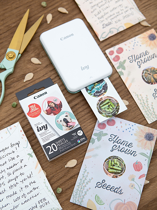 We used our Canon IVY Mini photo printer to make these seed packets, so cute!