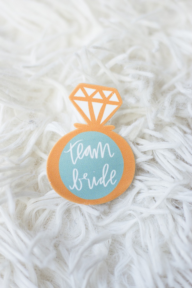 Bachelorette party-ready with these super cute DIY lapel pins made with printable shrink paper!