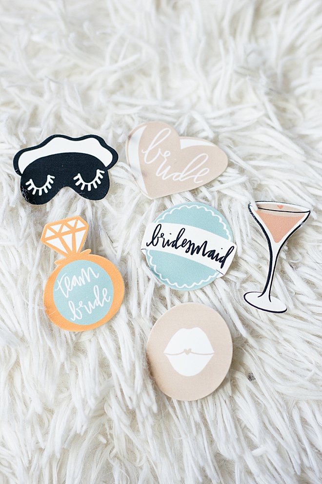 Bachelorette party-ready with these super cute DIY lapel pins made with printable shrink paper!