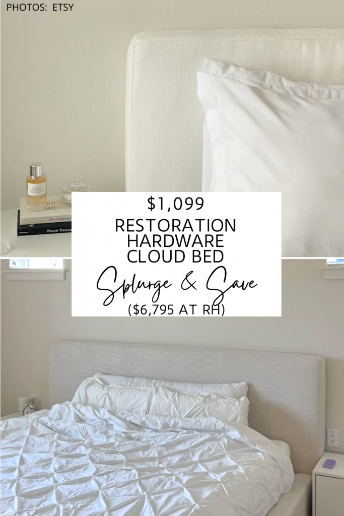  Would you just look at this Restoration Hardware Cloud bed dupe!? If you're decorating on a budget and want the Restoration Hardware look for less, this is how you do it. #Inspo #bedroom #decor #design #knockoff #dupes #lookforless #ideas