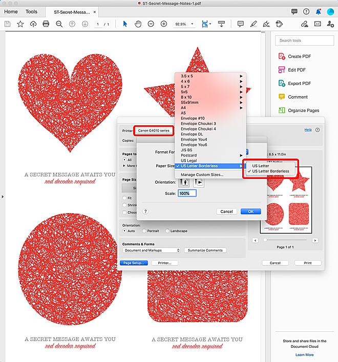 How to print your own secret message paper at home!