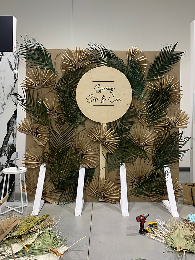 ST - Large Dried Green Backdrop with Paper Palms