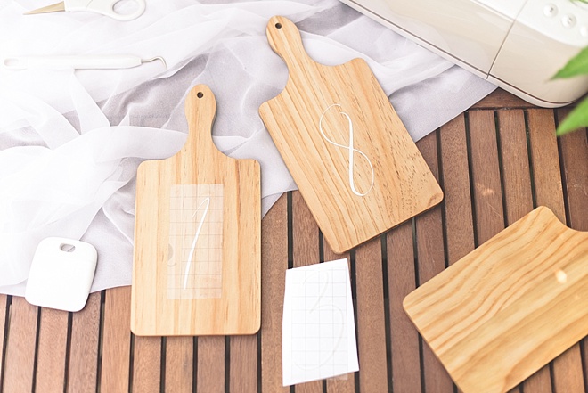DIY Wedding Table Numbers made with Cricut