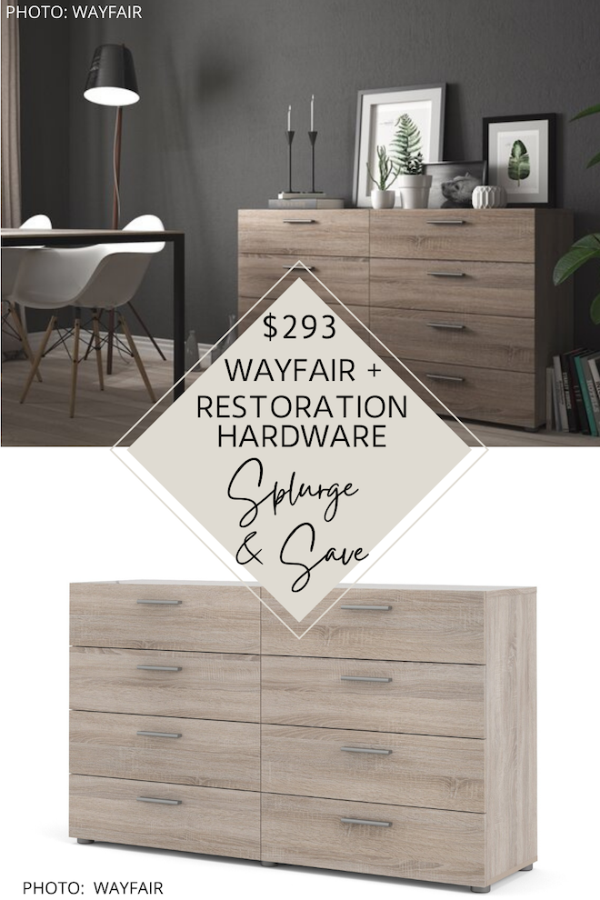 This Restoration Hardware look for less is incredible! If you're looking for a Restoration Hardware Machinto Dresser dupe, you've come to the right place. This modern wood dresser will give you the Restoration Hardware bedroom of your dreams...and all while decorating on a budget. #inspiration #knockoff #decor #furniture