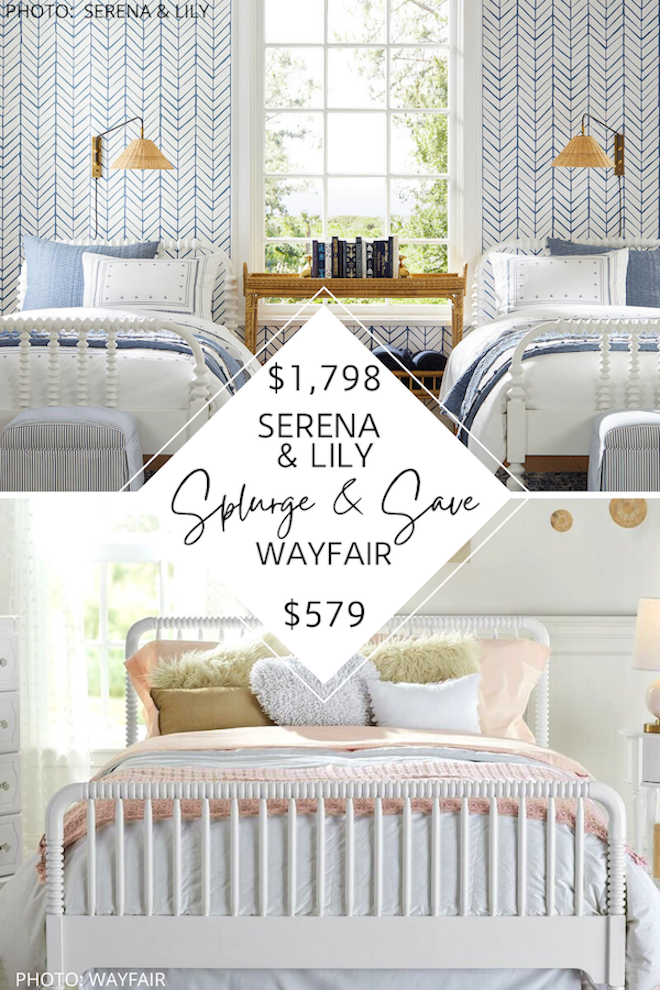 OMG these affordable Jenny Lind beds are amazing! If you love Serena and Lily dupes, you've got to see my Serena and Lily Webster bed dupe. These spindle beds will save you HUNDREDS of dollars and get you the traditional, modern traditional, or transitional bedroom of your dreams .....and all while decorating on a budget. #inspiration #decor #design #girly #kids