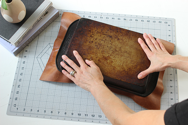 Style the perfect coffee table with this DIY leather tray!