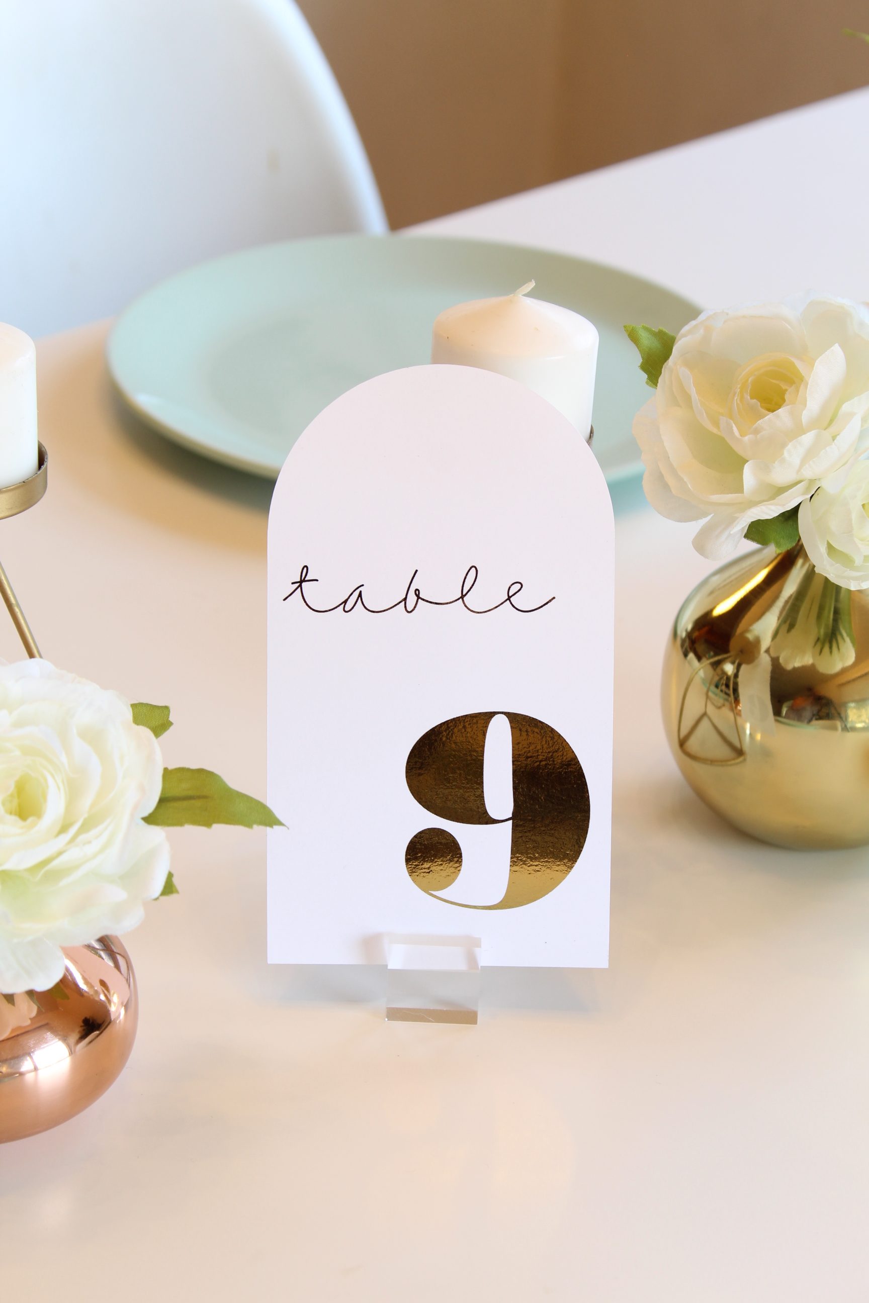 Hot Foiled Wedding Table Numbers 