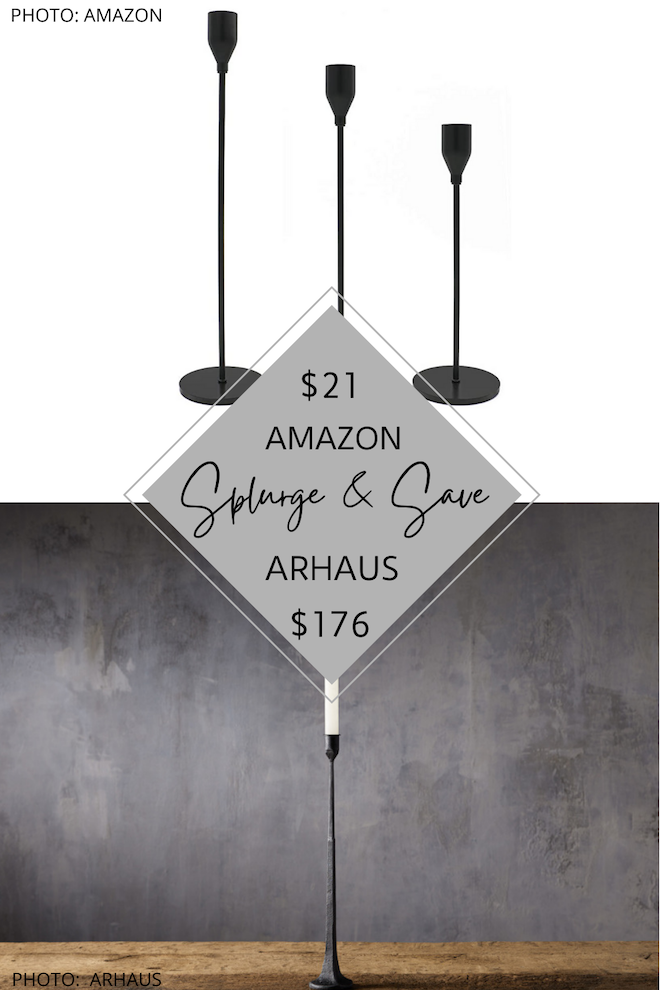 Do you want some affordable Taper candle sticks? If you're looking for Arhaus and Pottery Barn dupes, you've got to see these iron candle holders. #inspiration #decor #design #lookforless