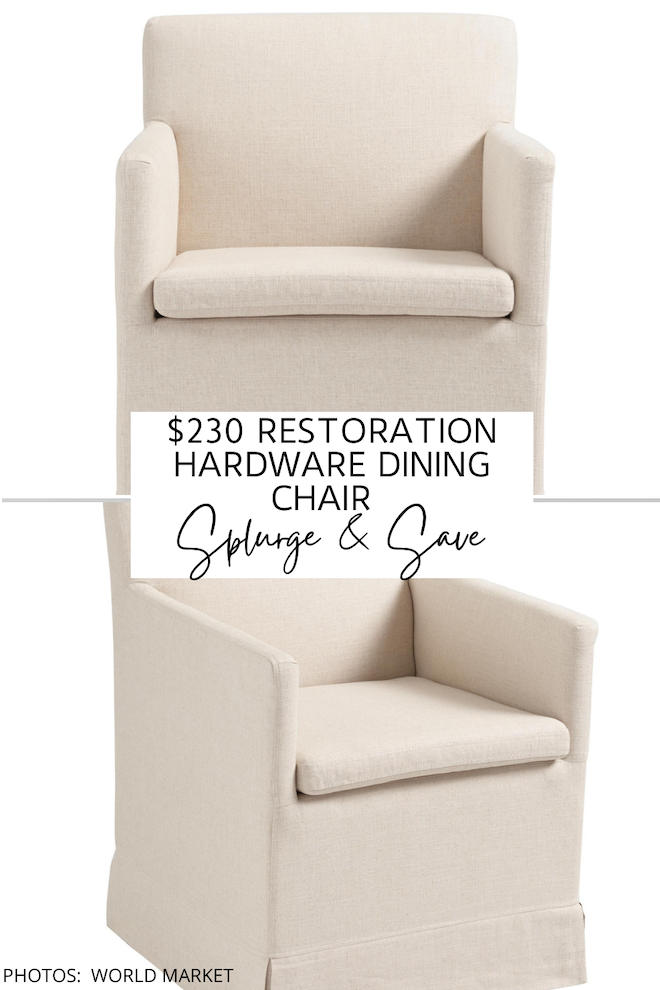  OMG I love Restoration Hardware dupes! This Restoration Hardware Ellison Track Armchair dining table chair dupe will help you decorate on a budget and get the look for less. #inspiration #home #kitchen #decor 