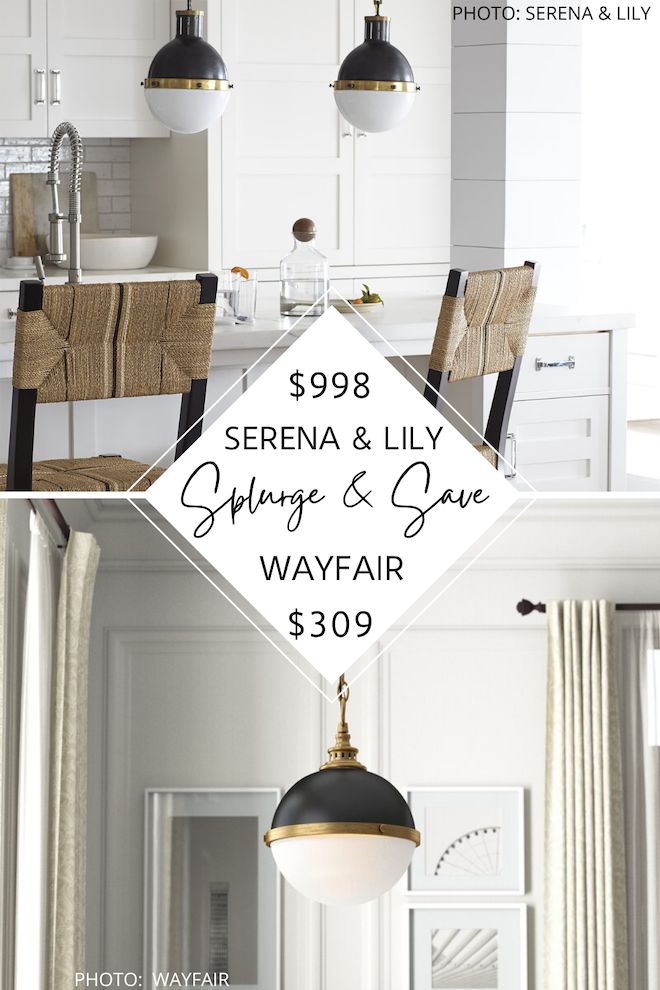  Looking for kitchen island pendant lighting? This Serena and Lily Whitman Pendant dupe will help you get the Serena and Lily kitchen of your dreams for less. #copycat #decor #lighting #knockoff