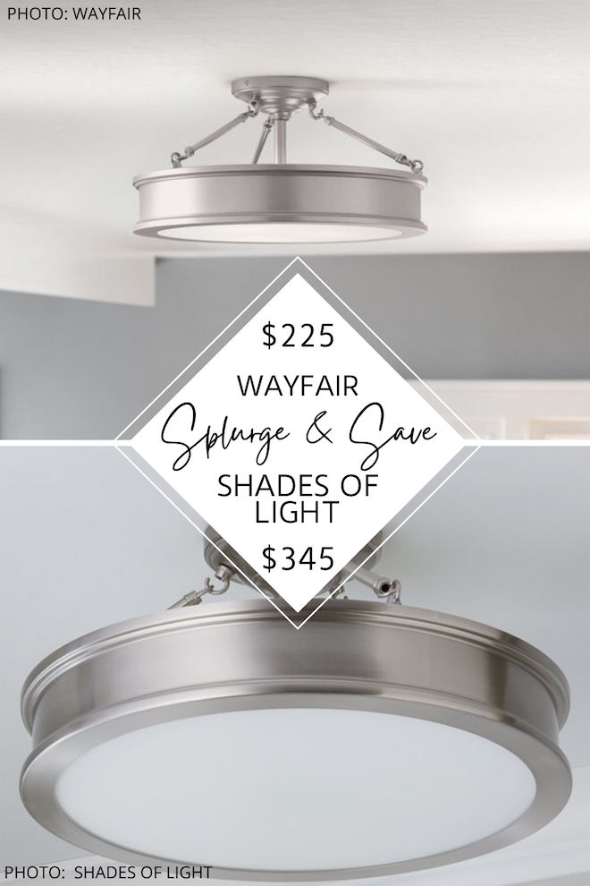 Are you looking for a Shades of light dupe? Specifically, a Shades of light Urban Semi-Flush Ceiling Light look for less? I have one! This metal semi-flush mount comes in silver and gold and will get you modern traditional lighting on a budget. No promo code required! #knockoff #copycat #lookforless! 