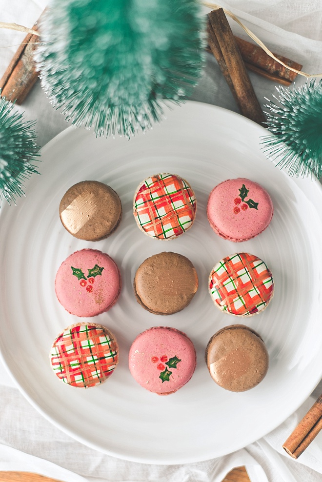 DIY Christmas Holiday Painted Macarons