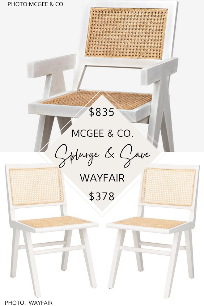  These neutral dining chairs are a McGee and Co. dupe! They feature caning and would go perfectly in a coastal or transitional dining room. #inspiration #decor #design #copycat #knockoff
