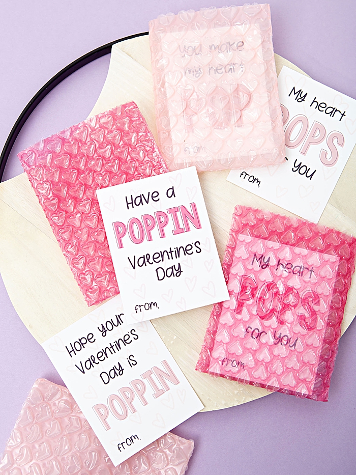 Make your own bubble wrap pouches for these Valentines!