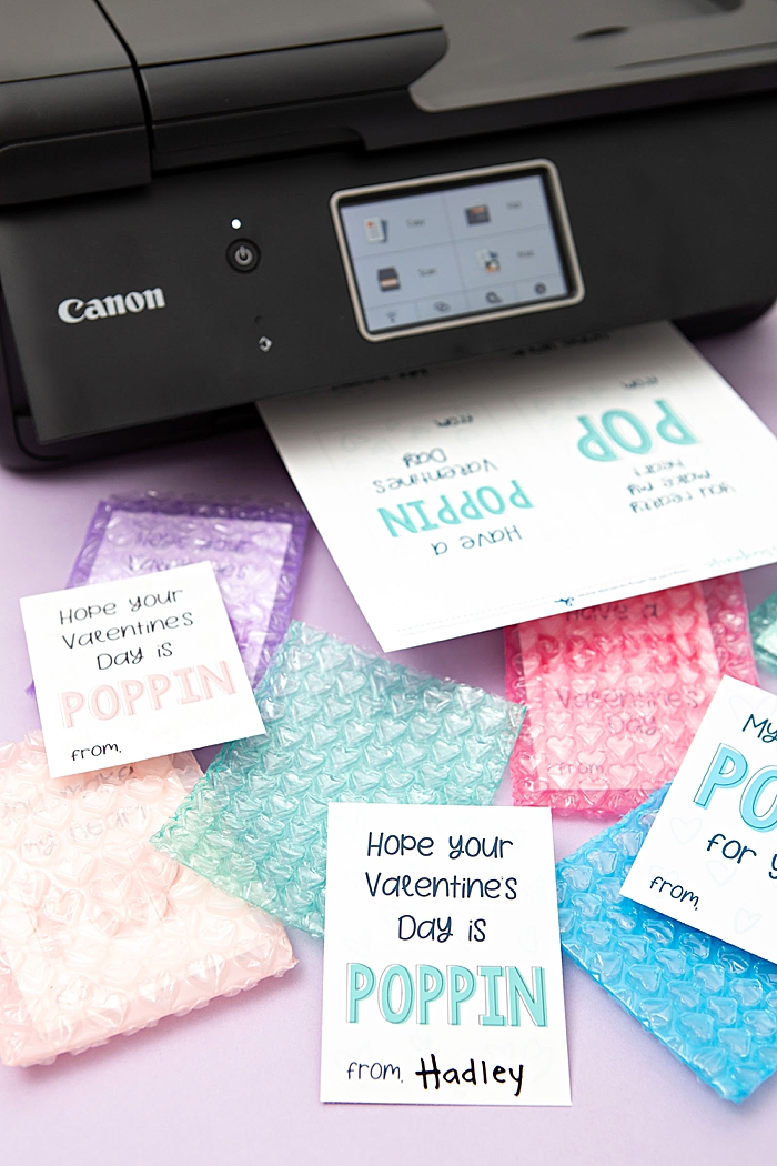 Our Canon PIXMA printed these darling Valentine cards to go along with bubble wrap!