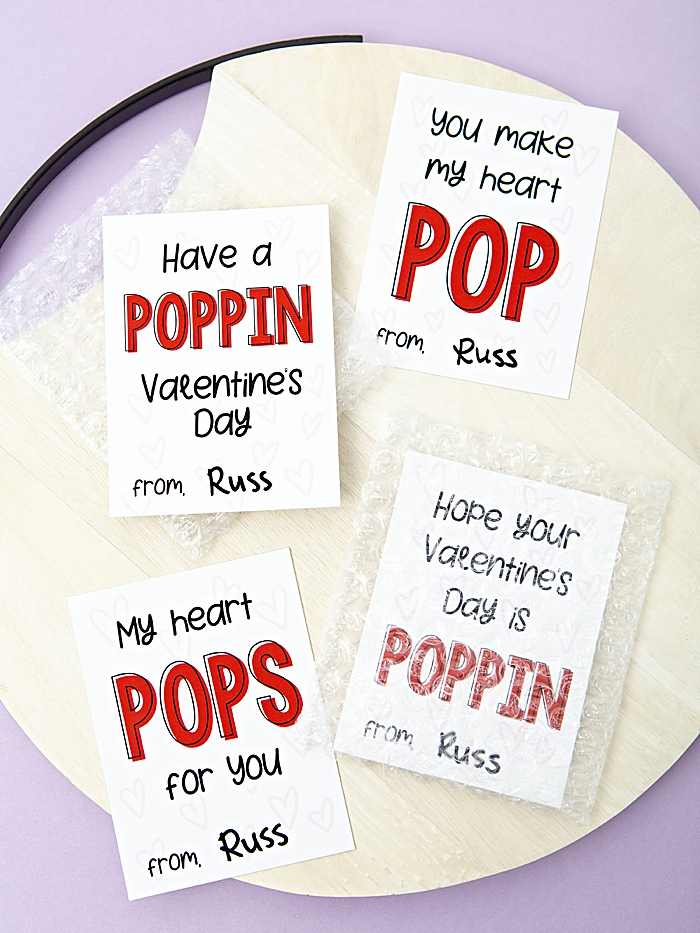 Our Canon PIXMA printed these darling Valentine cards to go along with bubble wrap!