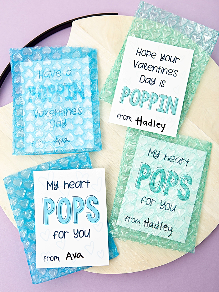 Free printable Valentine cards to use with heart bubble wrap!