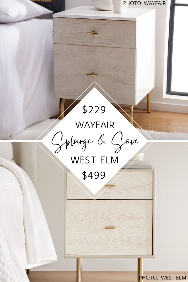  OMG this West Elm nightstand dupe is everything. If you've always dreamed of a West Elm bedroom, this is how you do it on a budget. #copycat #lookforless #highlow #sale