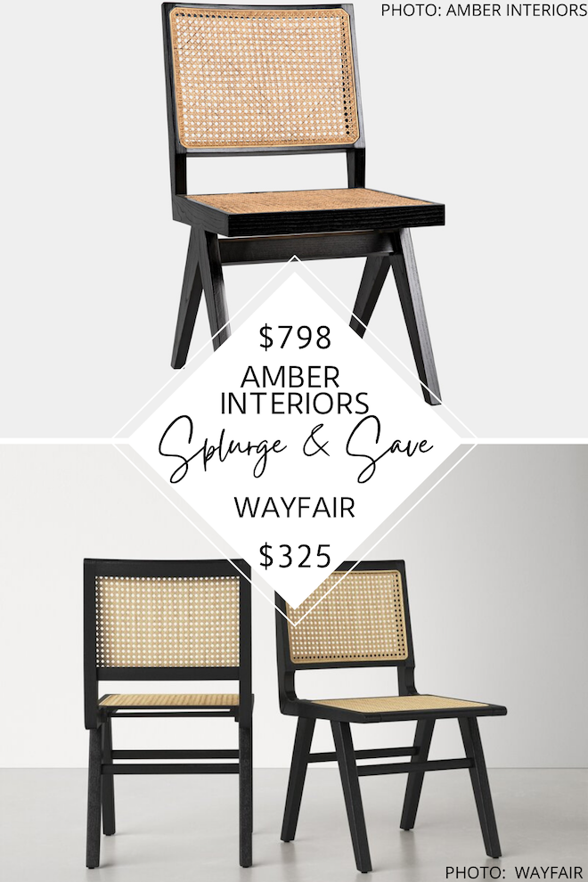 WOW this Amber Interiors Teagan side chair dupe will help you get the california cool look for less. They would look so good in a dining room! #chairs #seating #mcm #knockoff #cane #inspo