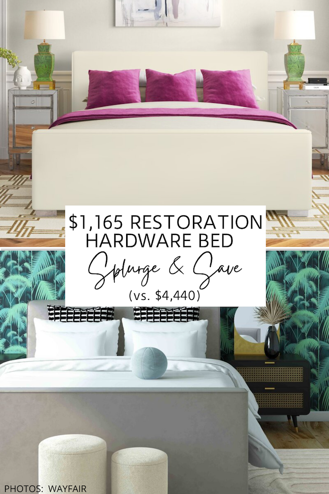 WOW this Restoration Hardware Parsons Slipcovered bed with footboard dupe is everything! If you're always dreamed of having a Restoration Hardware bedroom, this is how you do it. #copycat #dupes #lookforless #linen #neutral #footboard