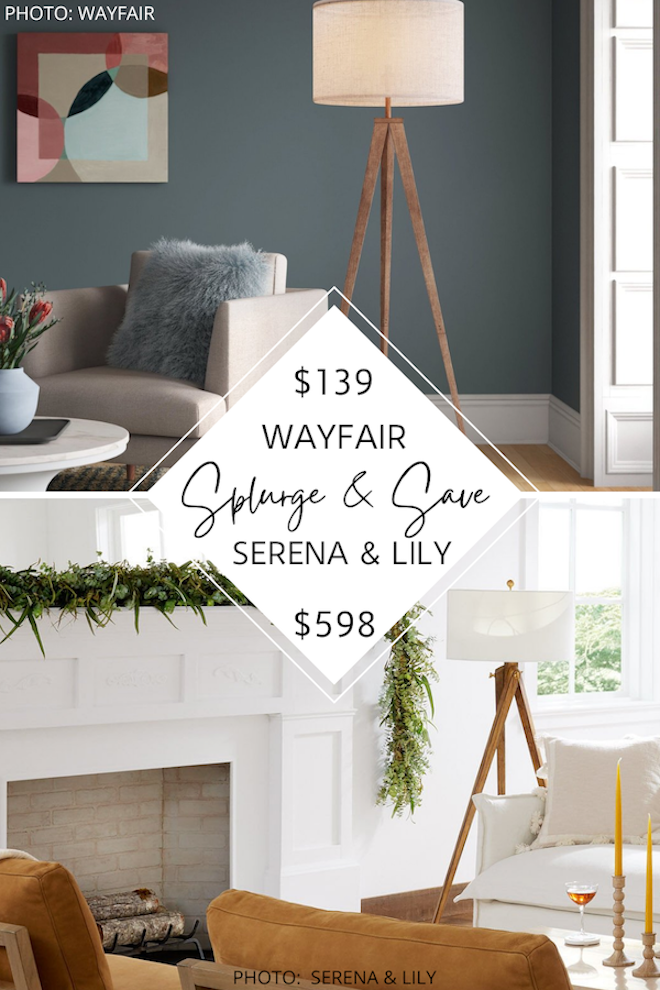  This Serena and lily light dupe is amazing! This wayfair lamp looks like the Brompton Floor lamp and will help you get the coastal living room of your dreams. #lookforless #copycat #dupes