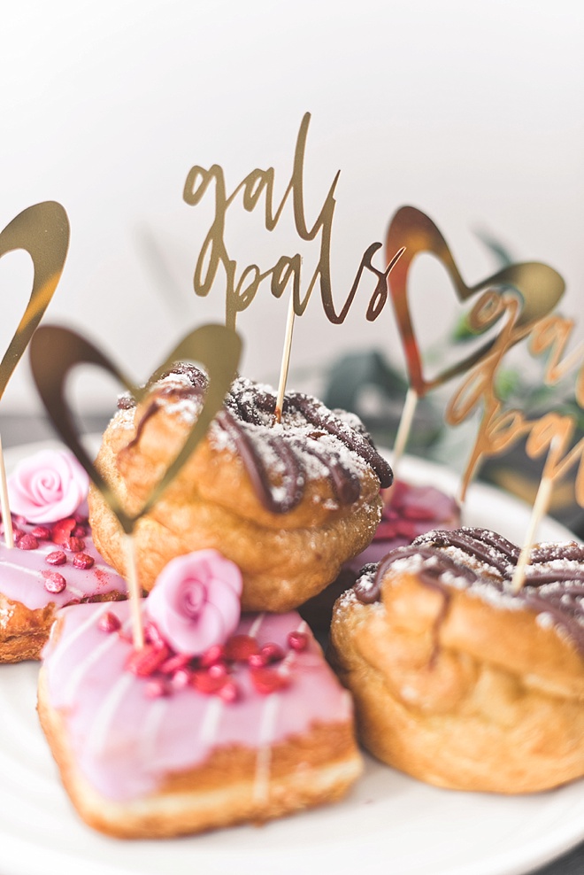 Fun gold party foil cupcake toppers for Galentines Day