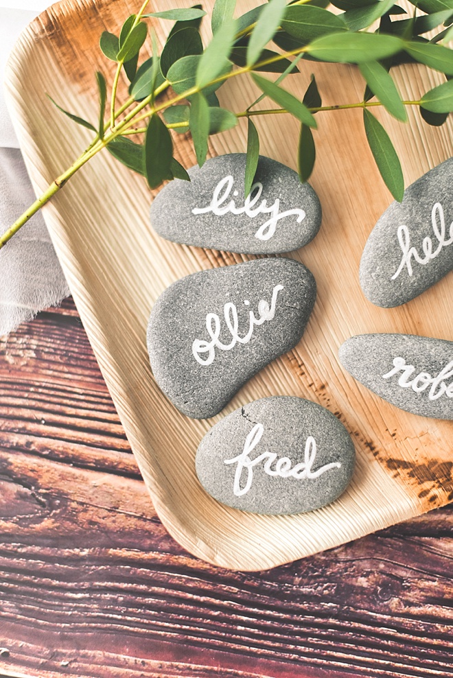 How to write on rocks for wedding place cards