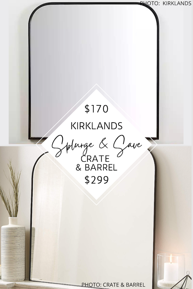 Always dreamed of having a Crate and Barrel living room? This Crate and Barrel Edge Black Arch Wall Mirror dupe will give you the Crate and Barrel look for less. #inspo #style #copycat #knockoff #lookforless #decor