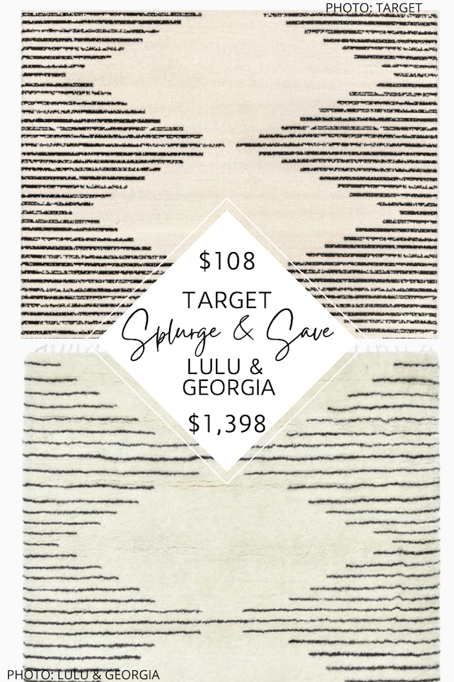    Do you love Lulu and Georgia area rugs as much as I do? If you want the Lulu and Georgia look for less, this Ceyda rug dupe is for you. #livingroom #copycat #knockoff #target #moroccan