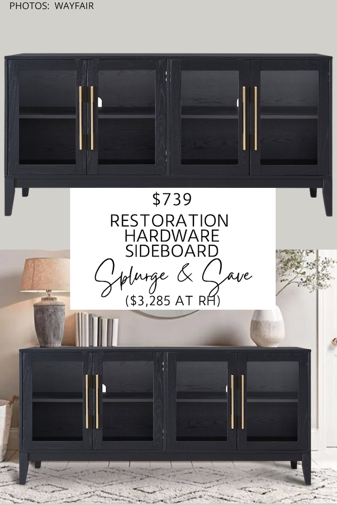 Can we talk about this Restoration Hardware French Contemporary Glass 4 Door Sideboard dupe? If you're looking for Restoration Hardware looks for less, this cabinet is perfect. #inspo #storage #decor #highlow #lookforless