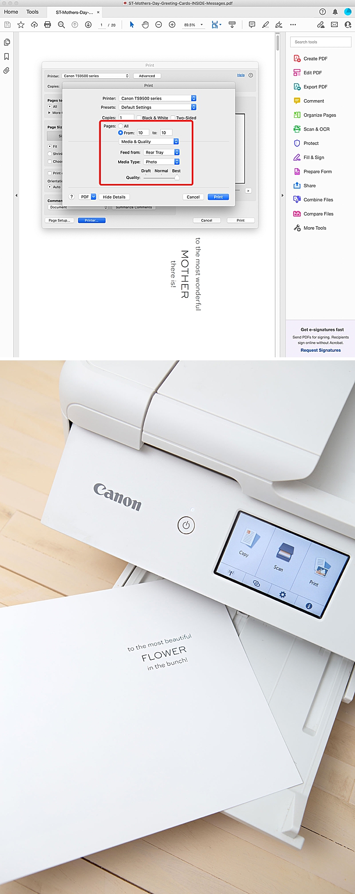 Print a mothers day card with Canon PIXMA