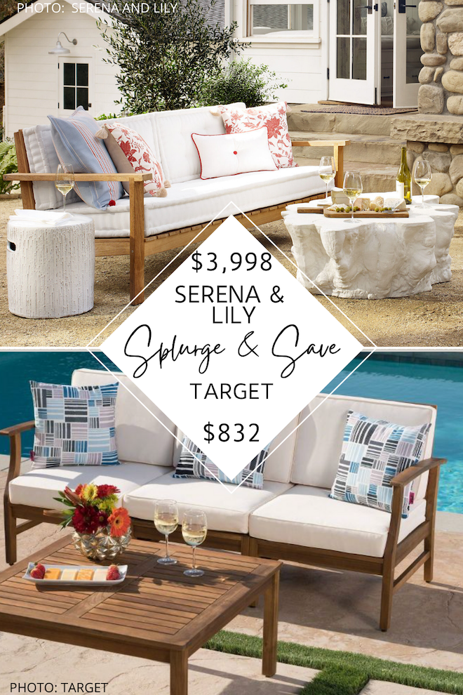 This Serena and Lily dupe is from Target! If you want the Serena and Lily look for less, you've got to see this Serena and Lily Cliffside couch dupe. #inspo #backyard #inspo #decor #furniture #dupes