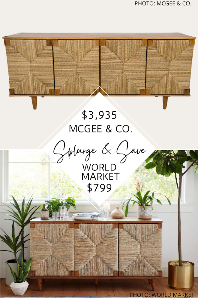Can we talk about this Studio McGee Wesley 4-Door Sideboard dupe?! It will give you the McGee and Co. look for less and has the transitional, coastal design that is so on-trend. #inspo #decor #copycat #knockoff #lookforless