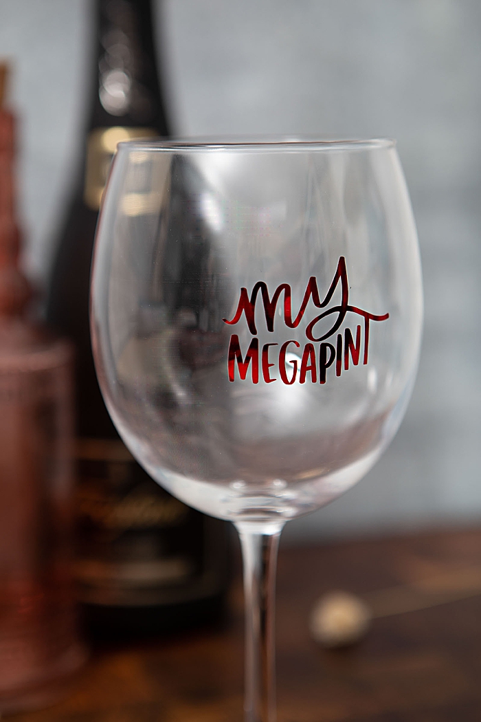 My Megapint SVG file on a wine glass
