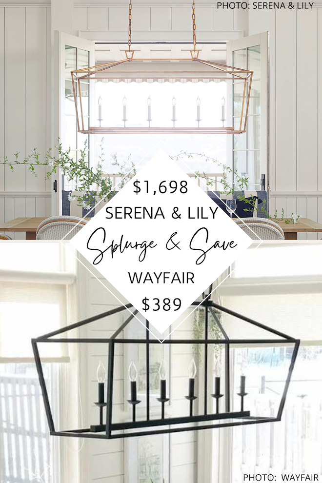 Have you always wanted a Serena and Lily kitchen!? This Serena and lily kentfield long pendant dupe will give you the Serena and Lily look for less. #diningroom #lighting #style #ideas #inspo #design