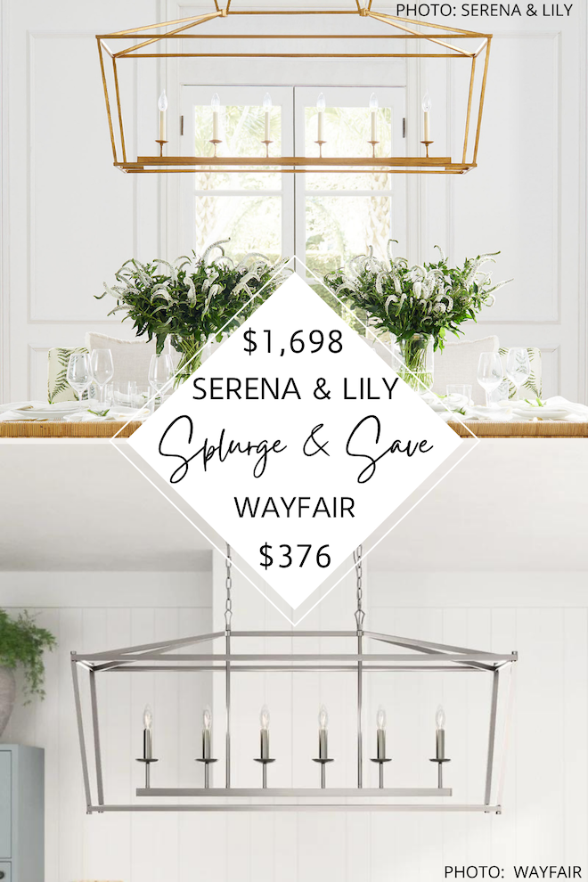  Looking for kitchen island lighting ideas? This Serena and Kentfield long chandelier dupe will give you the Serena and Lily kitchen look for less #inspo #decor #light #pendant #coastal #knockoff #style